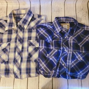 Mens Wranglers Button Up Long Sleeve Western Shirts Size Small 15 ½